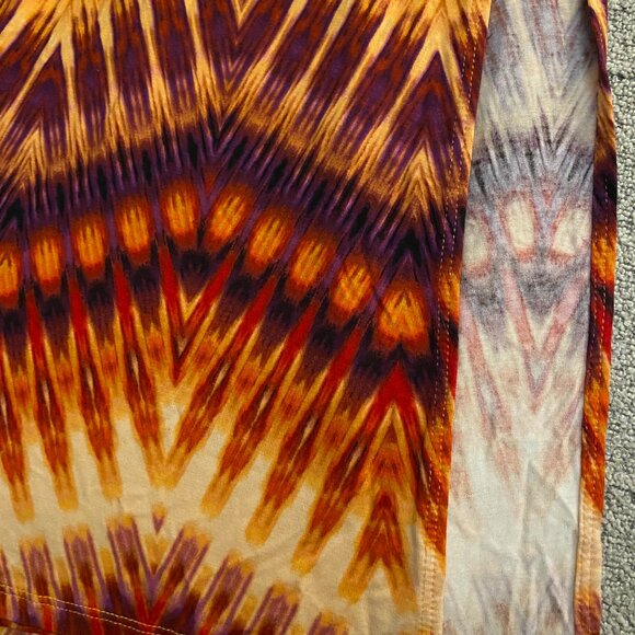 🍂ANA Women Orange Maroon Maxi Boho Bohemian Chevon‎ Print Casual Maxi Skirt | XL - Picture 6 of 9